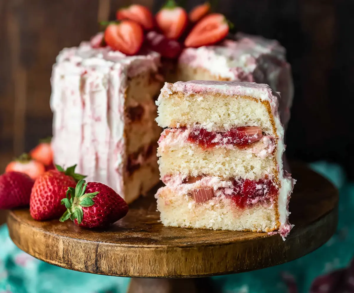 Easy Strawberry Rhubarb Layer Cake