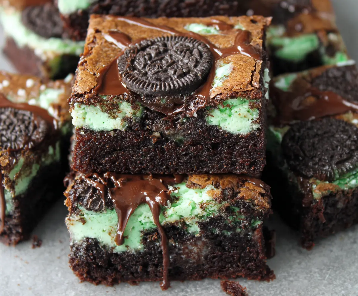 Triple Layer Fudgy Mint Oreo Brownies