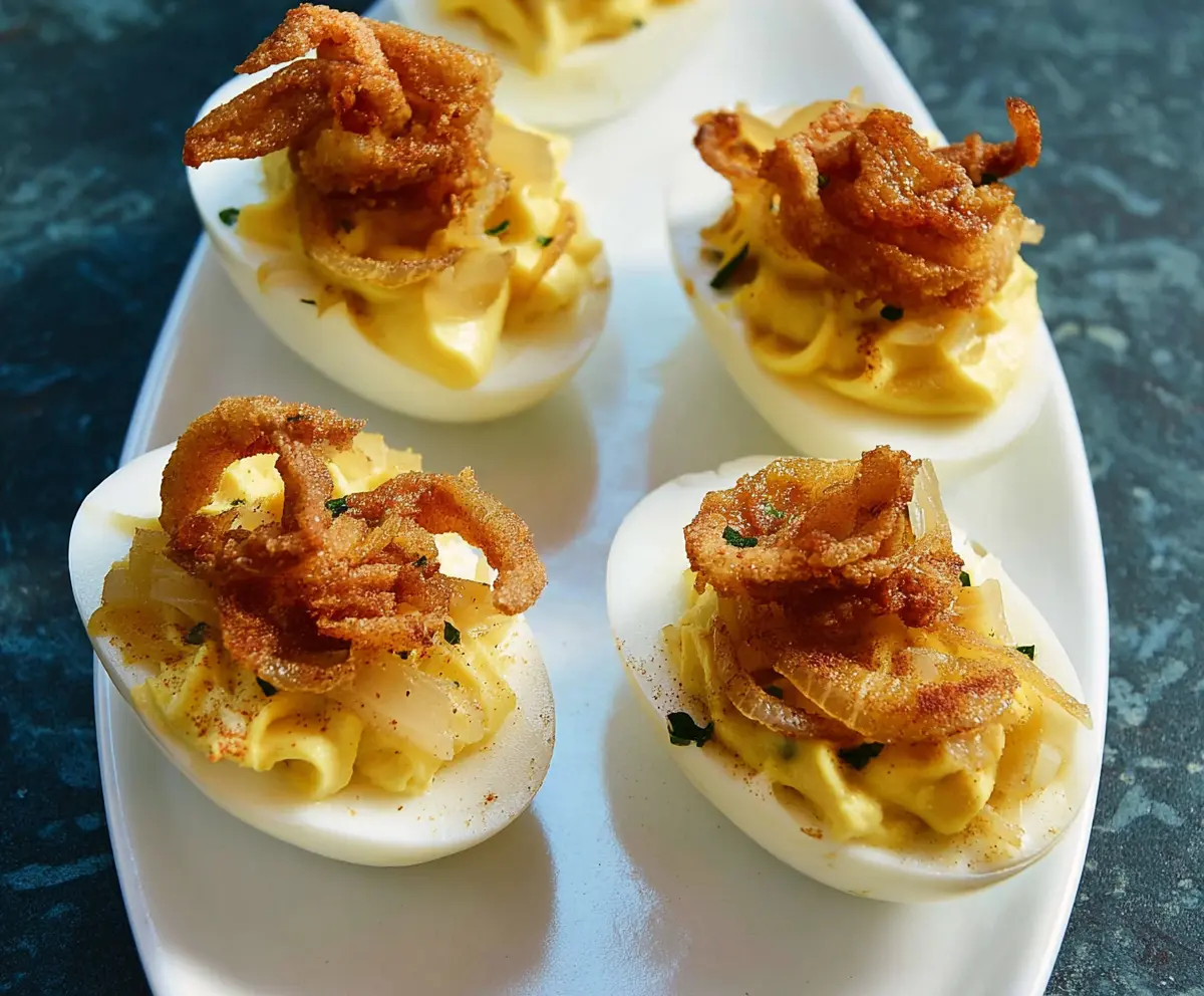 Easy French Onion Deviled Eggs Recipe