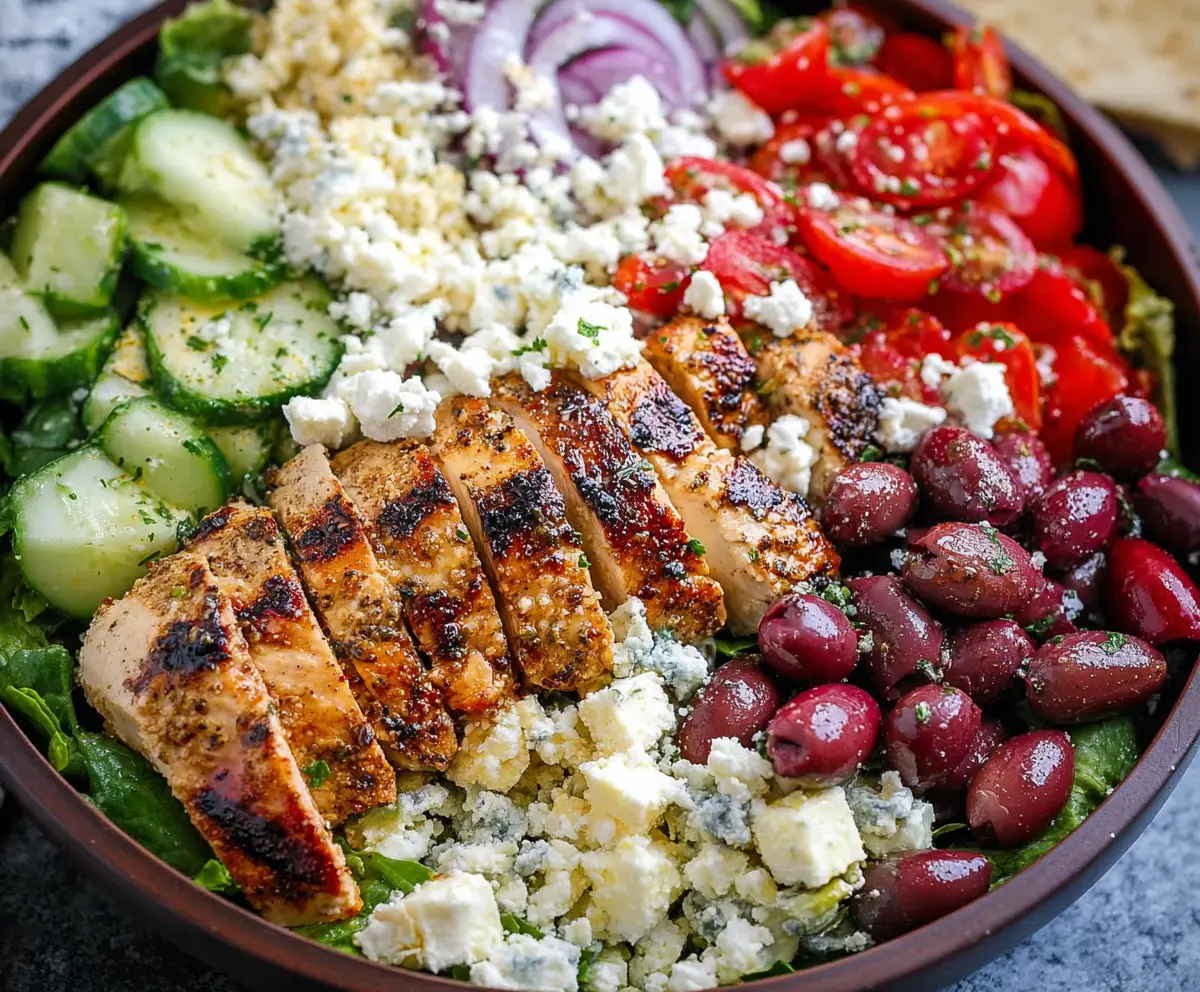 Fresh Greek Chicken Salad Bowls