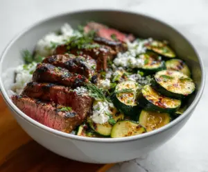 Grilled Steak Bowl with Zucchini