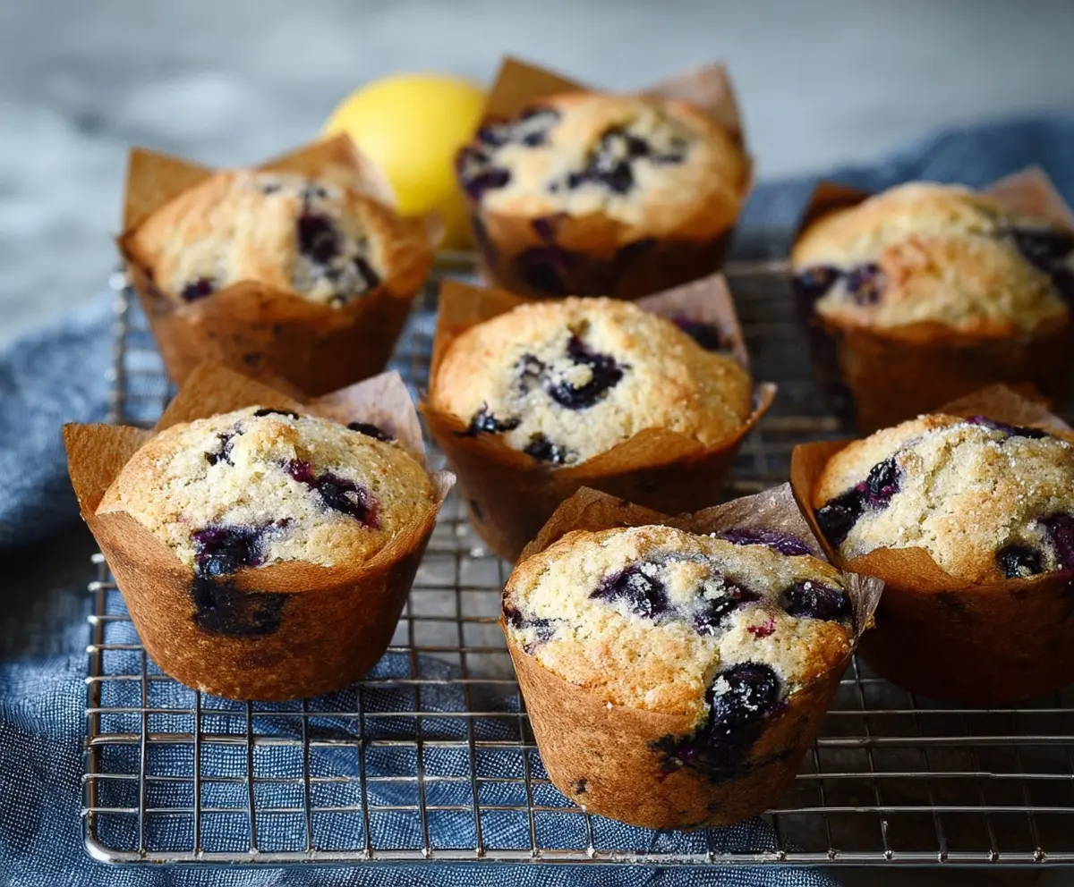 Easy Lemon Blueberry Sourdough Muffins