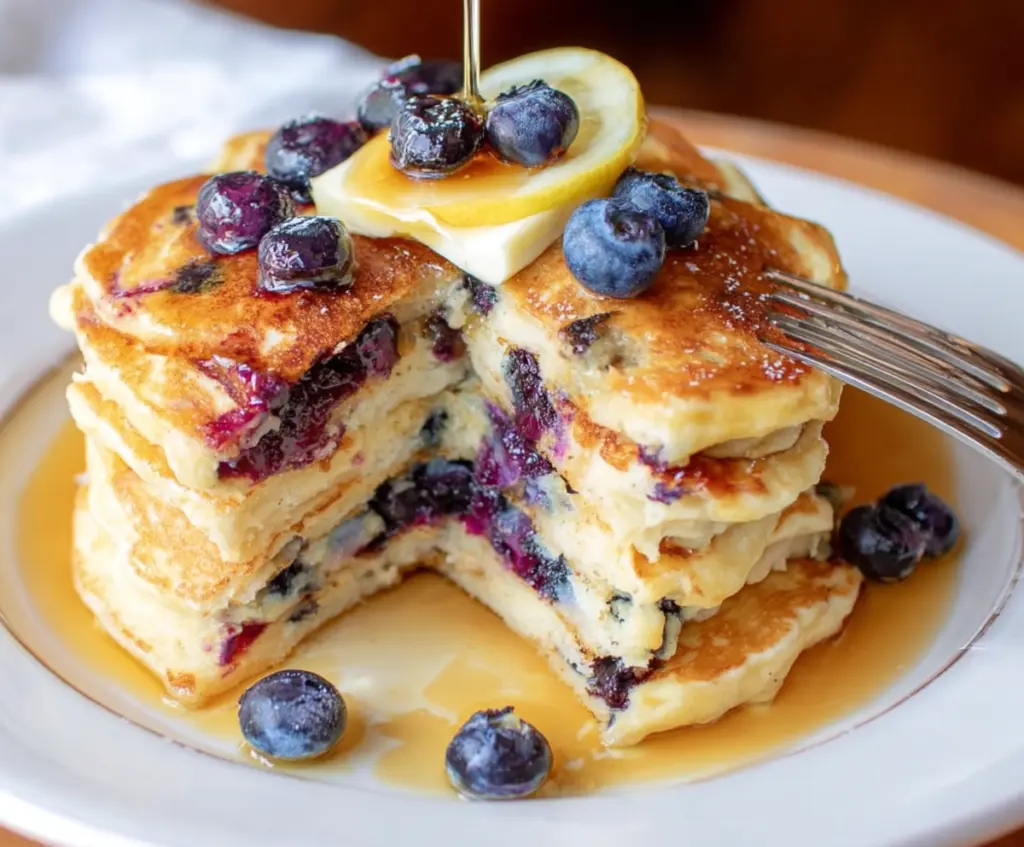 Lemon Blueberry Sourdough Pancakes