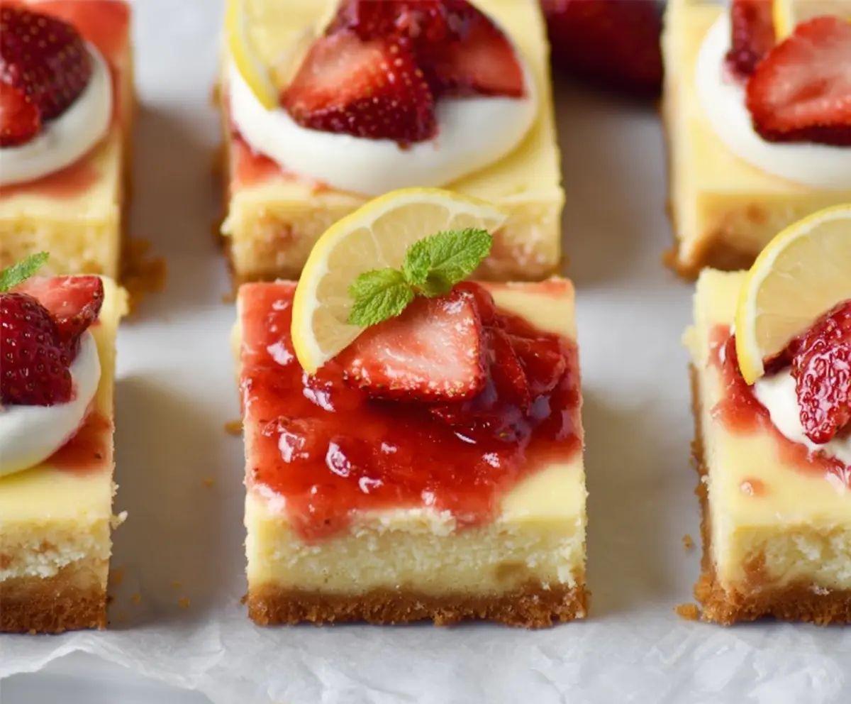 Fresh Strawberry Lemon Cheesecake Bars