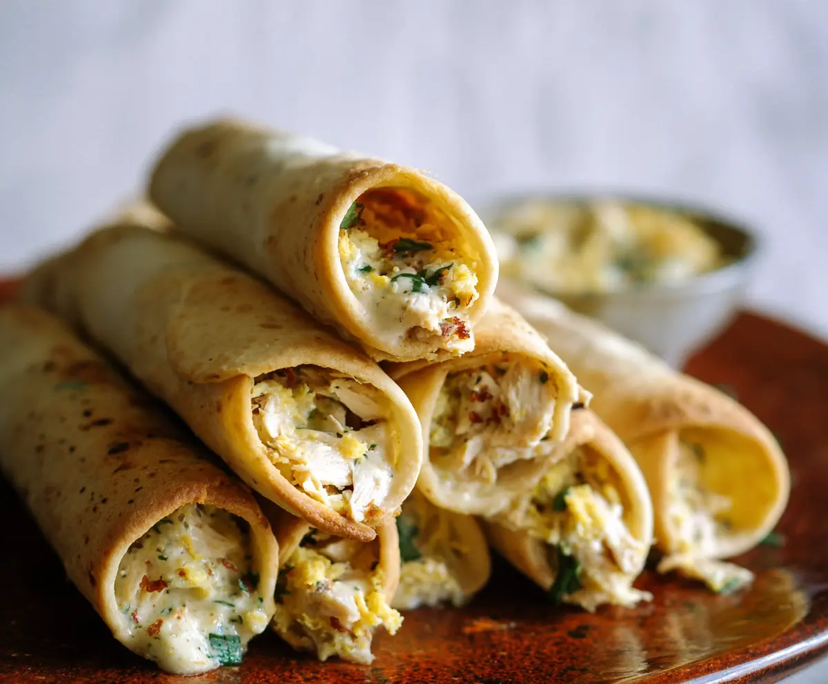 Delicious Dill Pickle Ranch Chicken Taquitos with crispy golden shells and flavorful filling