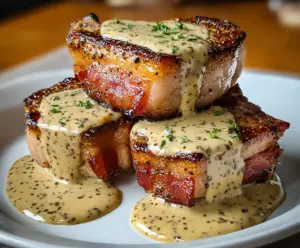 Maple Bacon Pork Chops with Dijon Mustard Cream Sauce