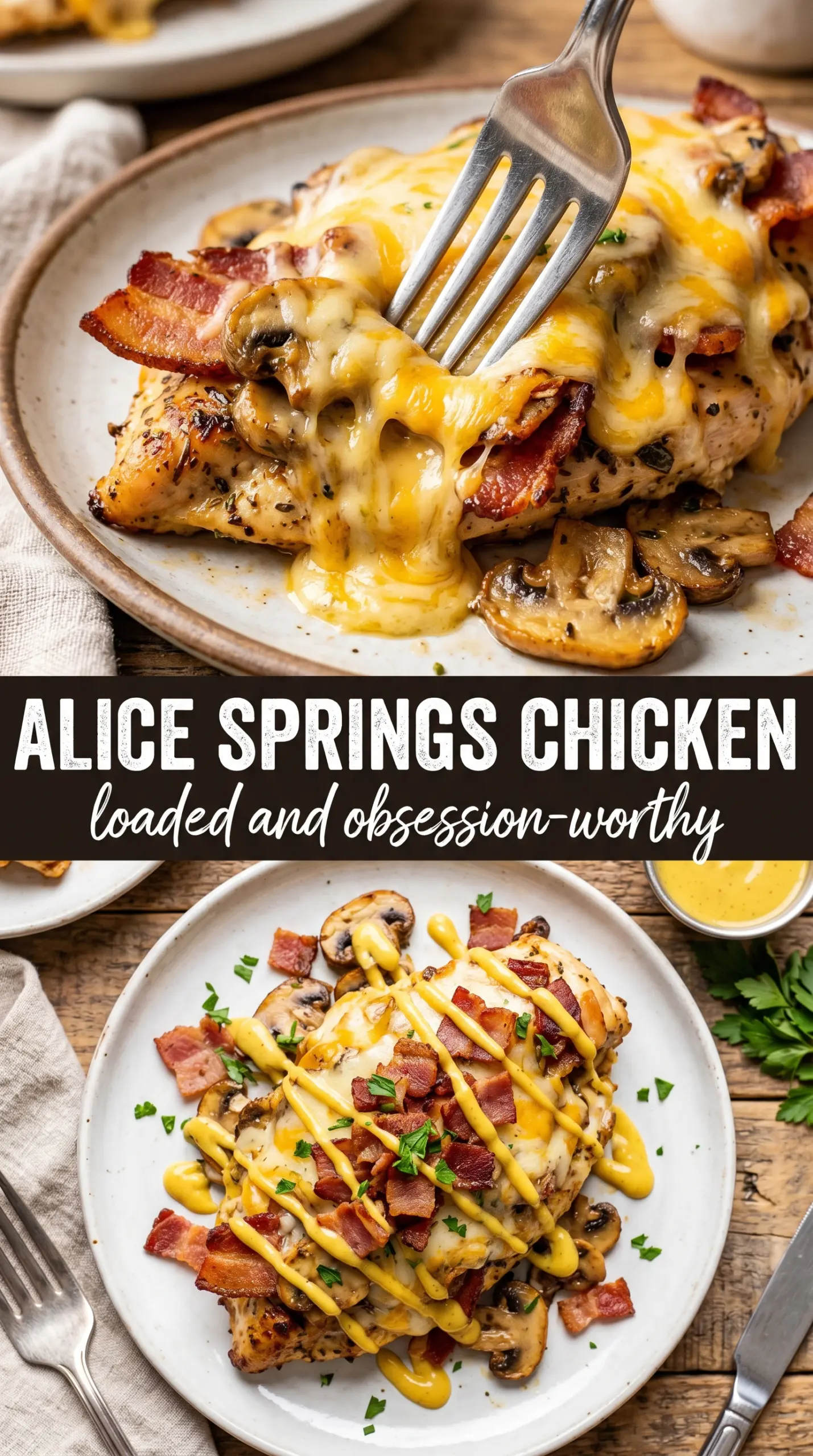 Alice Springs Chicken golden cheesy bacon mushroom