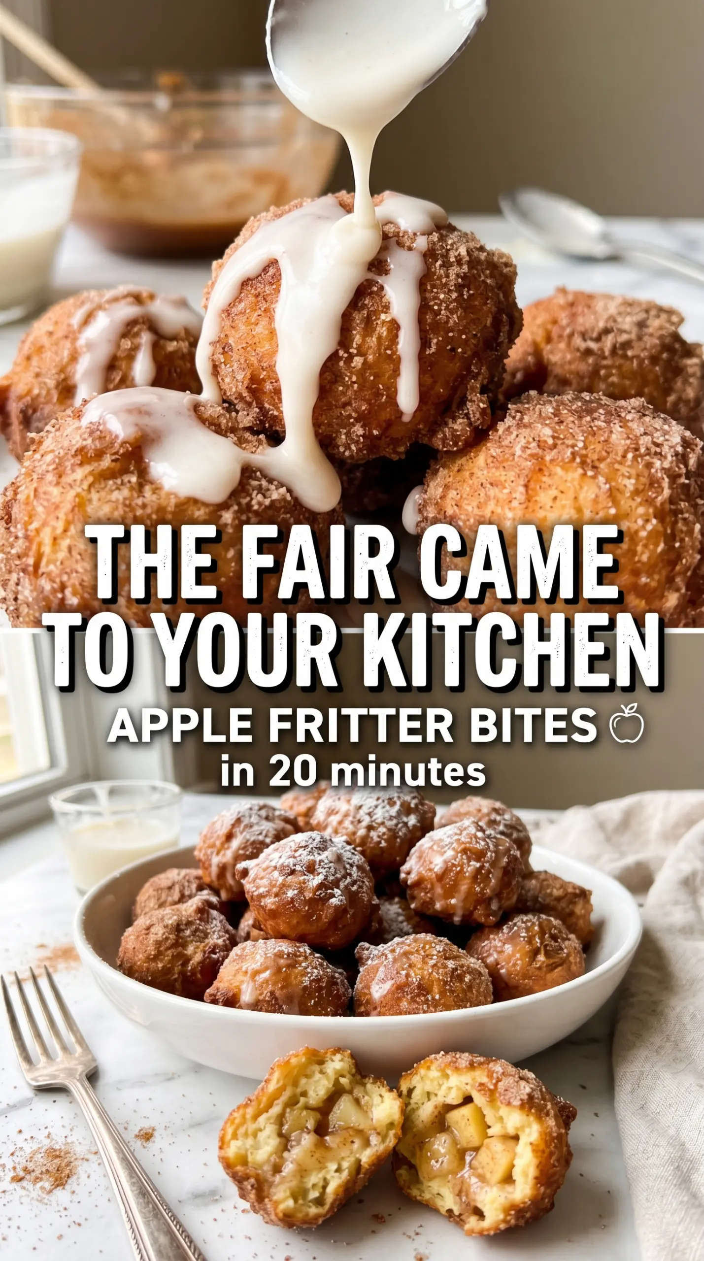 Apple fritter bites golden glazed apple chunks
