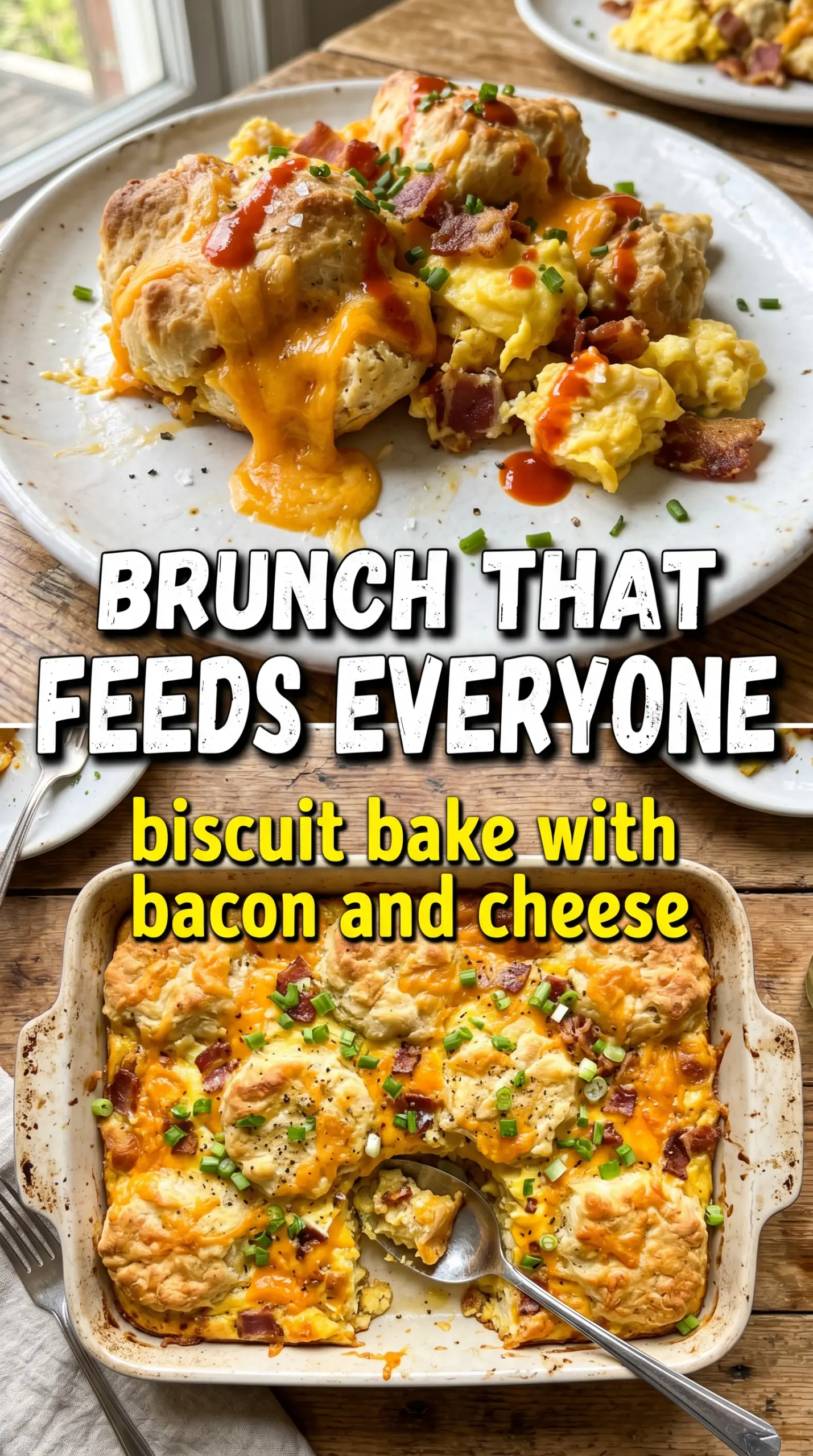 Bacon, Egg, and Cheese Biscuit Bake golden cheesy biscuit casserole