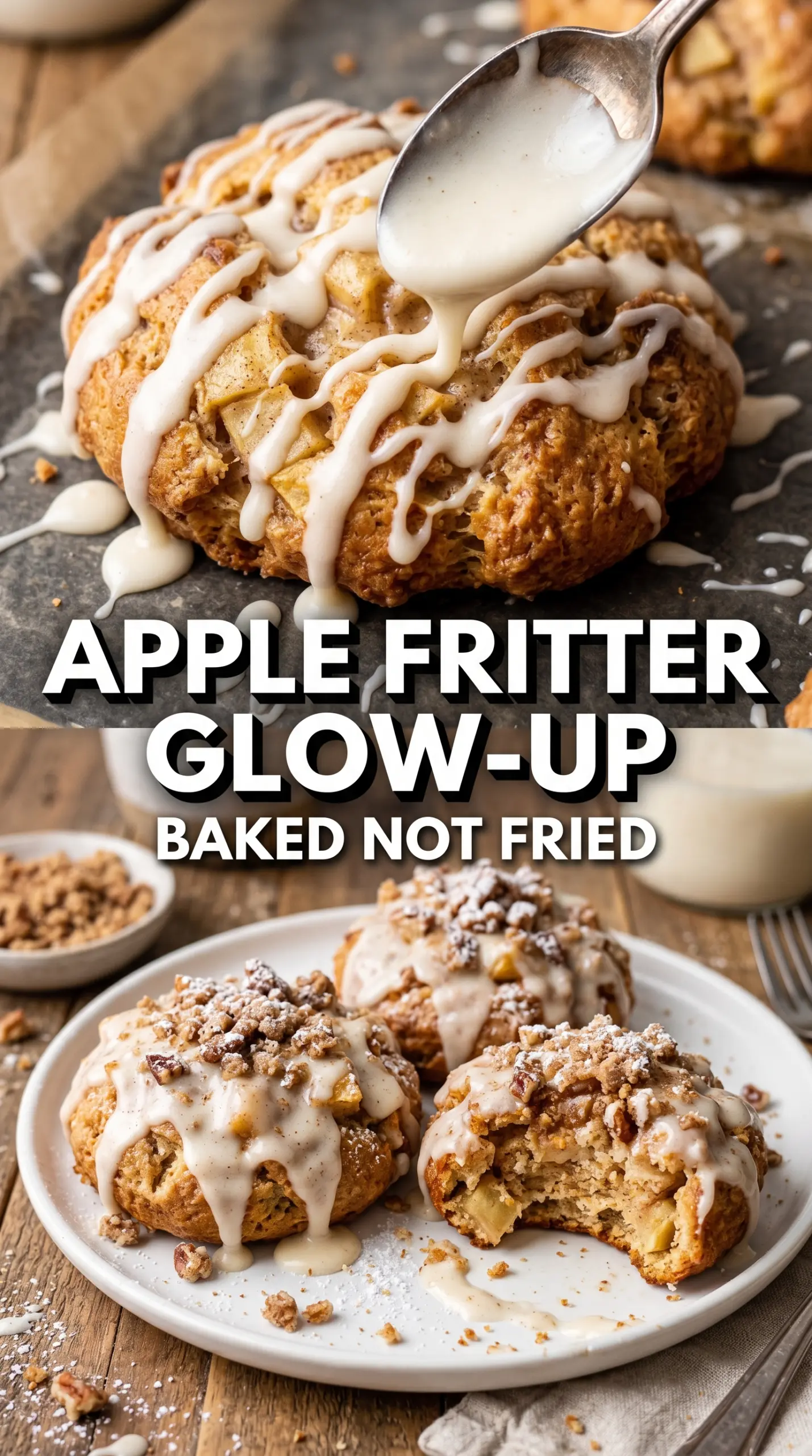 Baked Apple Fritters golden glazed cinnamon