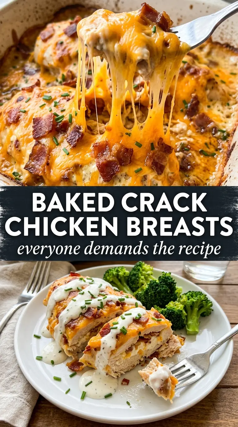 Baked Crack Chicken Breasts creamy bacon ranch