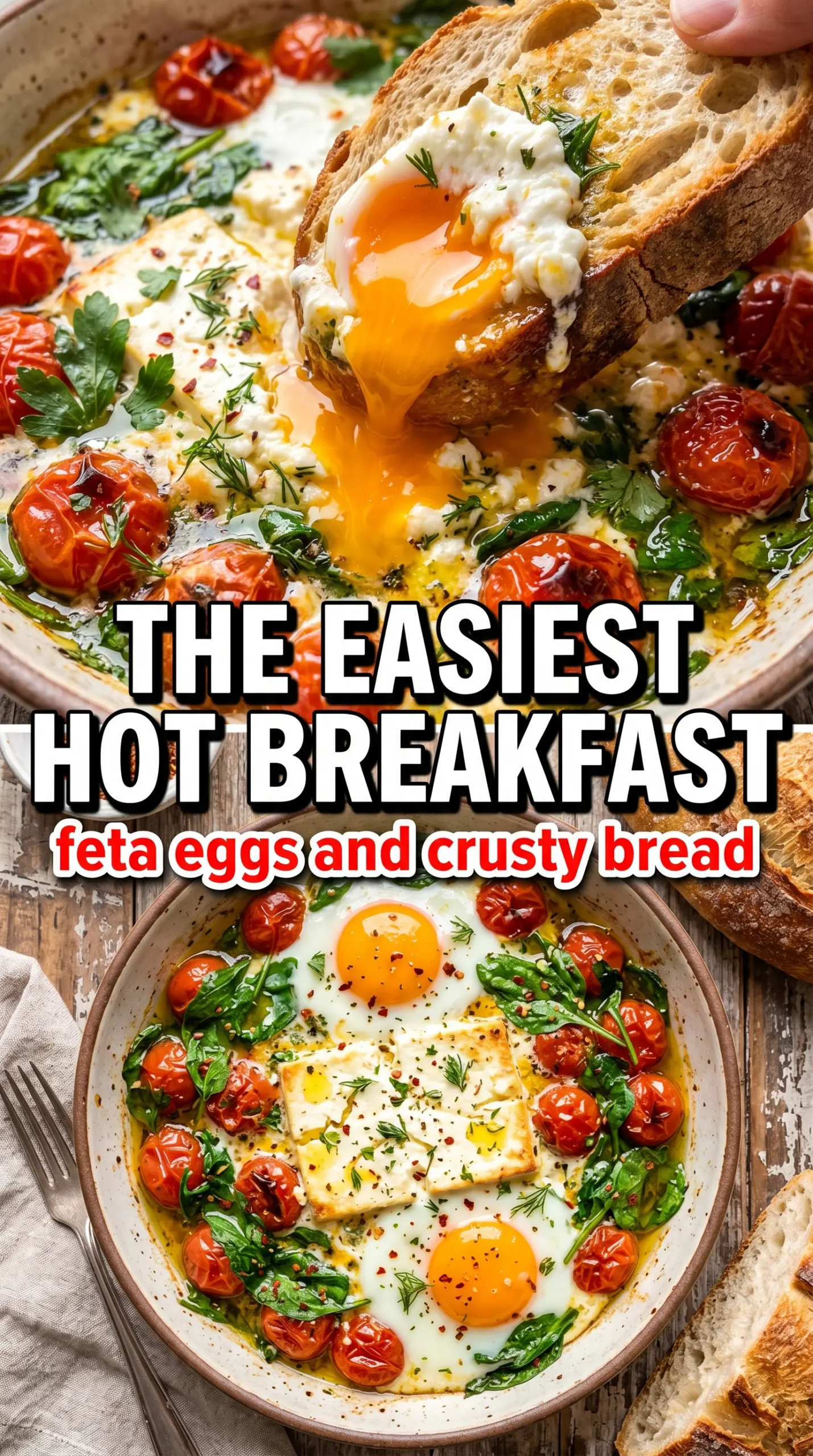 Baked Feta Eggs creamy tomatoes runny yolks