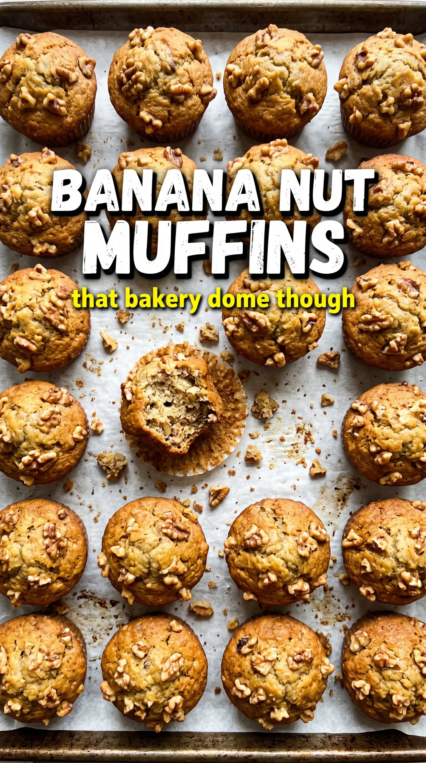 Banana nut muffins golden domed walnuts