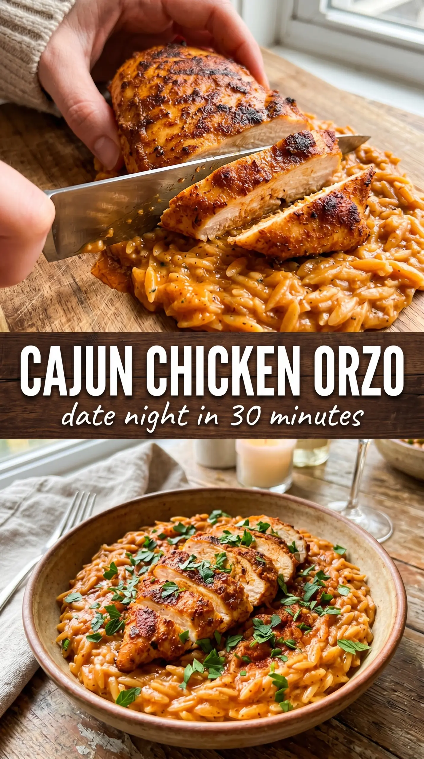 Cajun Chicken Orzo blackened creamy skillet
