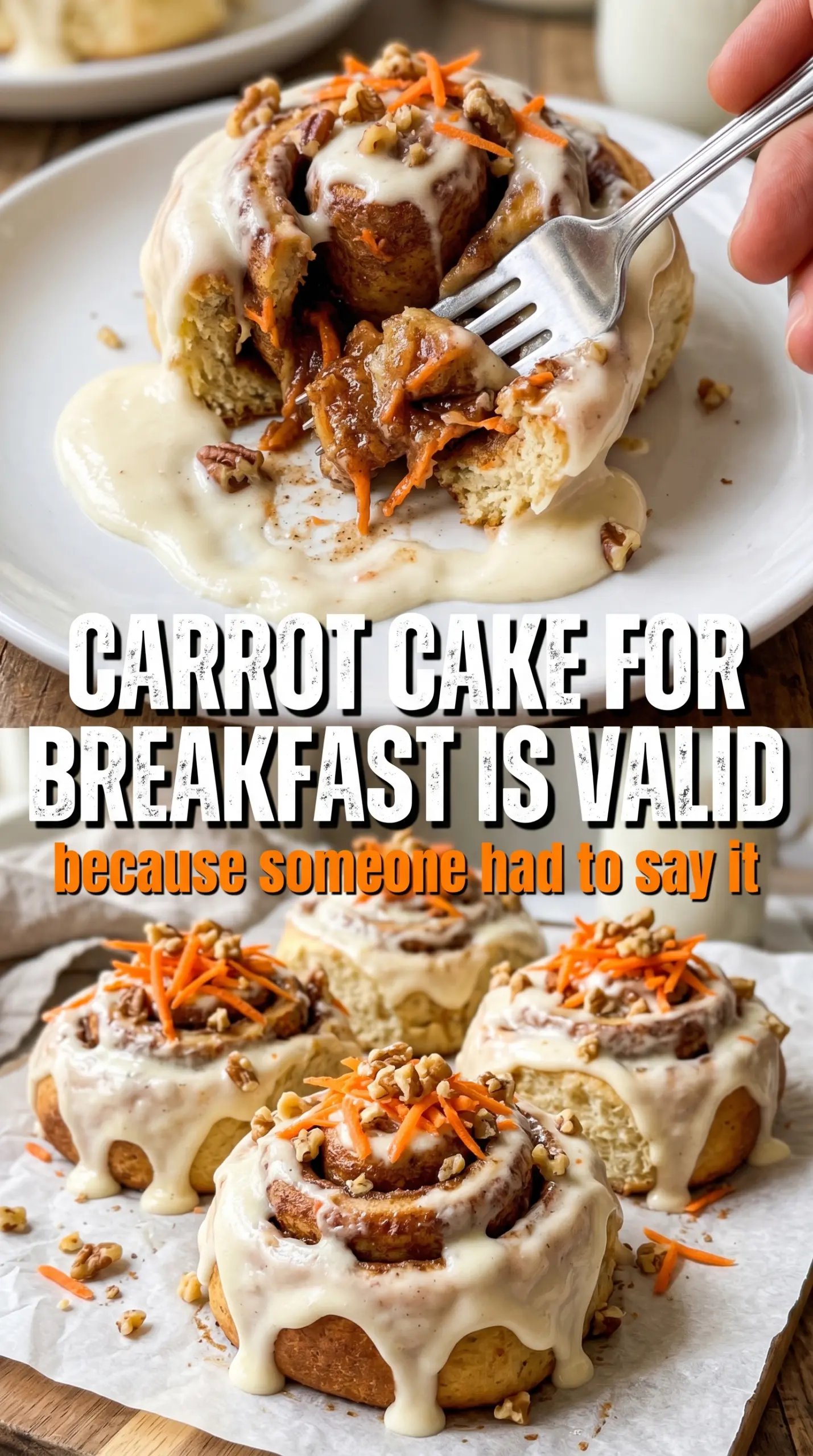 Carrot Cake Cinnamon Rolls soft swirled frosted