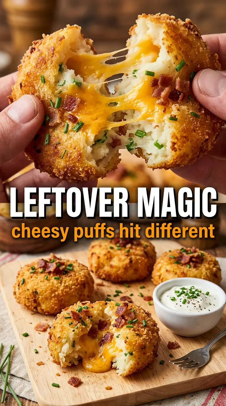 Cheesy Mashed Potato Puffs golden crispy cheesy