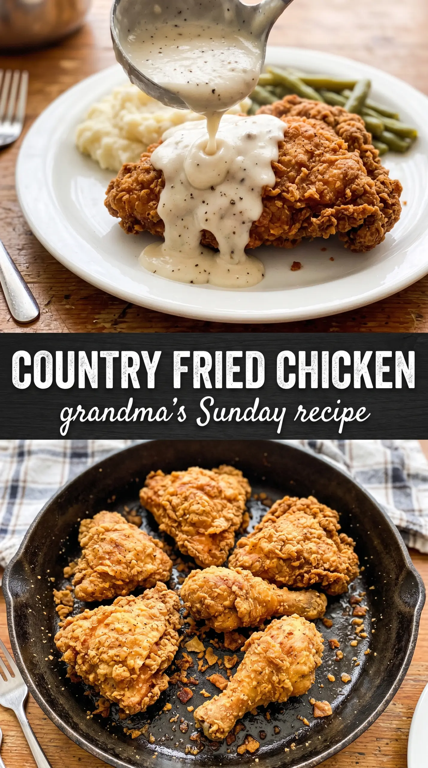 Country fried chicken crispy golden gravy