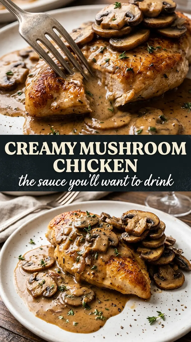 Creamy Mushroom Chicken golden seared chicken silky mushroom cream sauce
