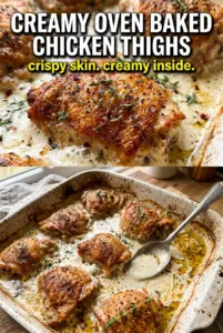 Creamy Oven Baked Chicken Thighs