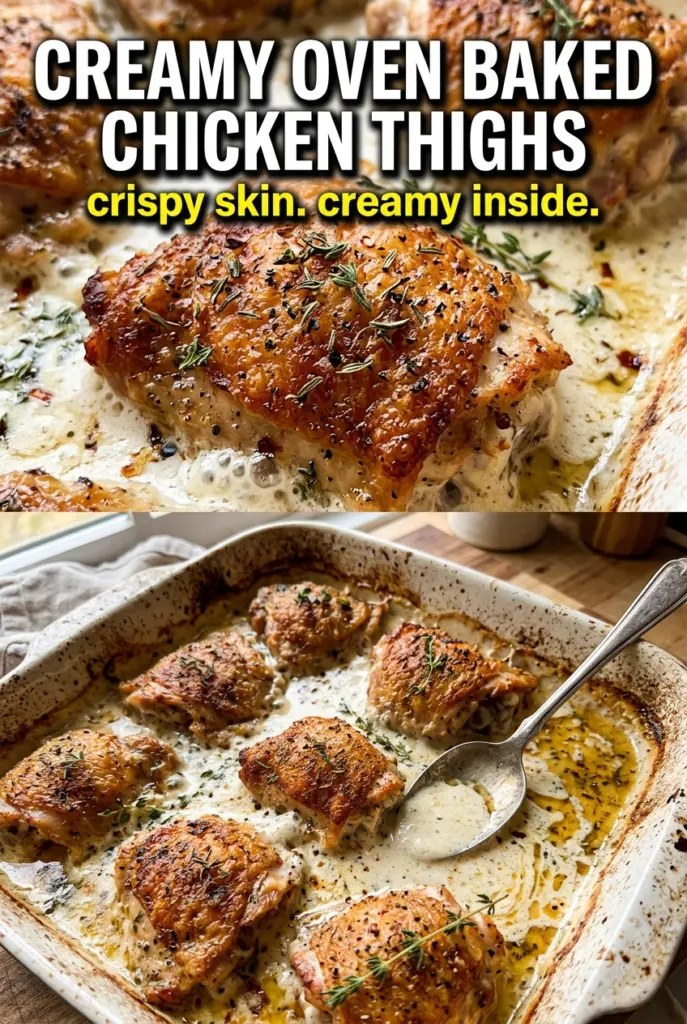 Creamy Oven Baked Chicken Thighs