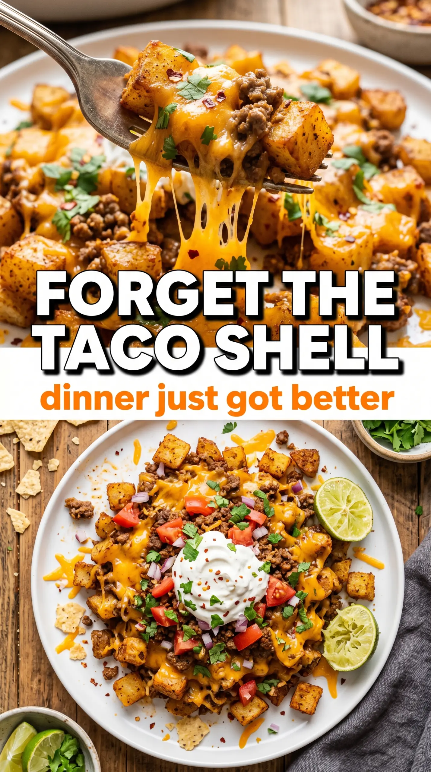 Loaded taco potatoes on a plate