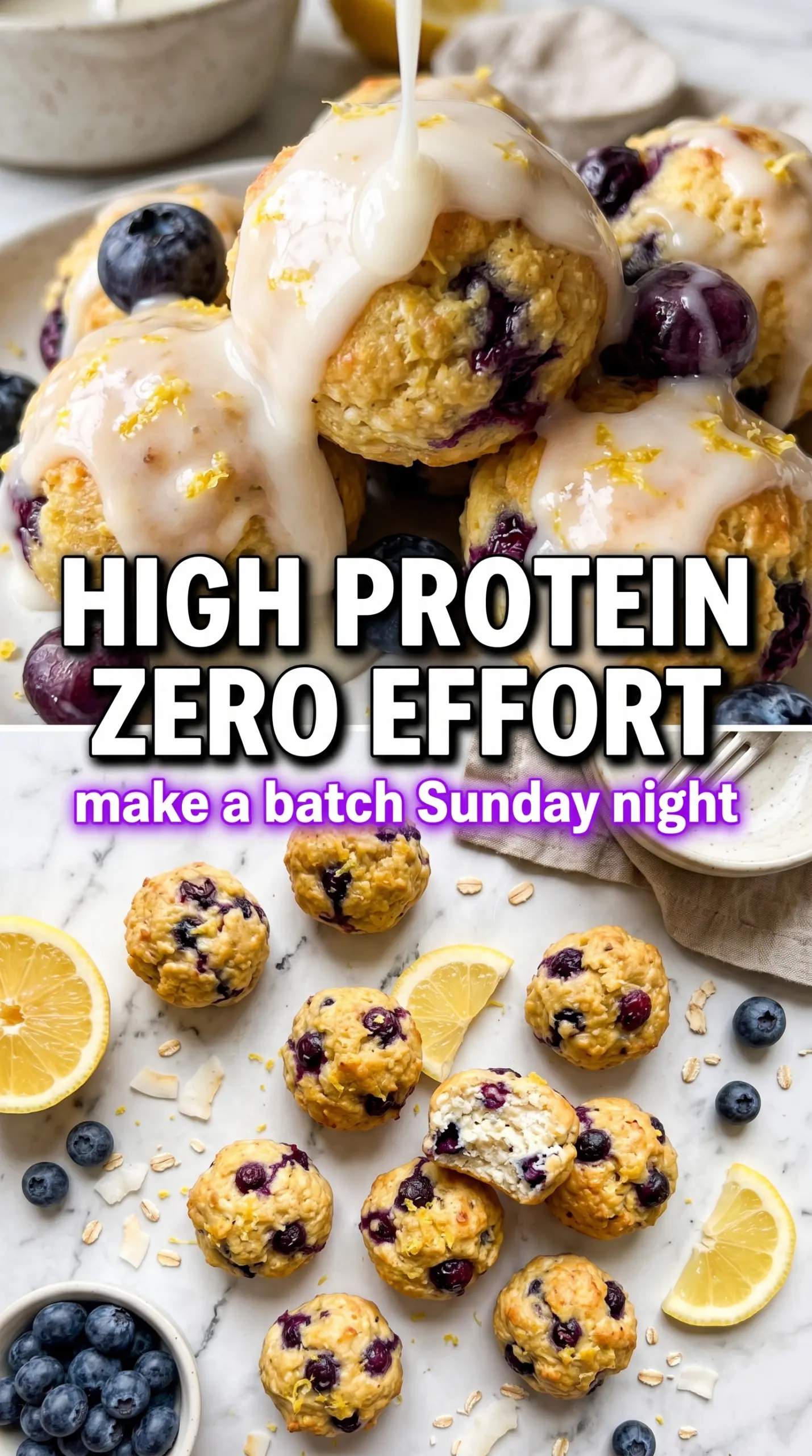 Lemon Blueberry Cottage Cheese Protein Bites, golden, lemony, blueberry-studded