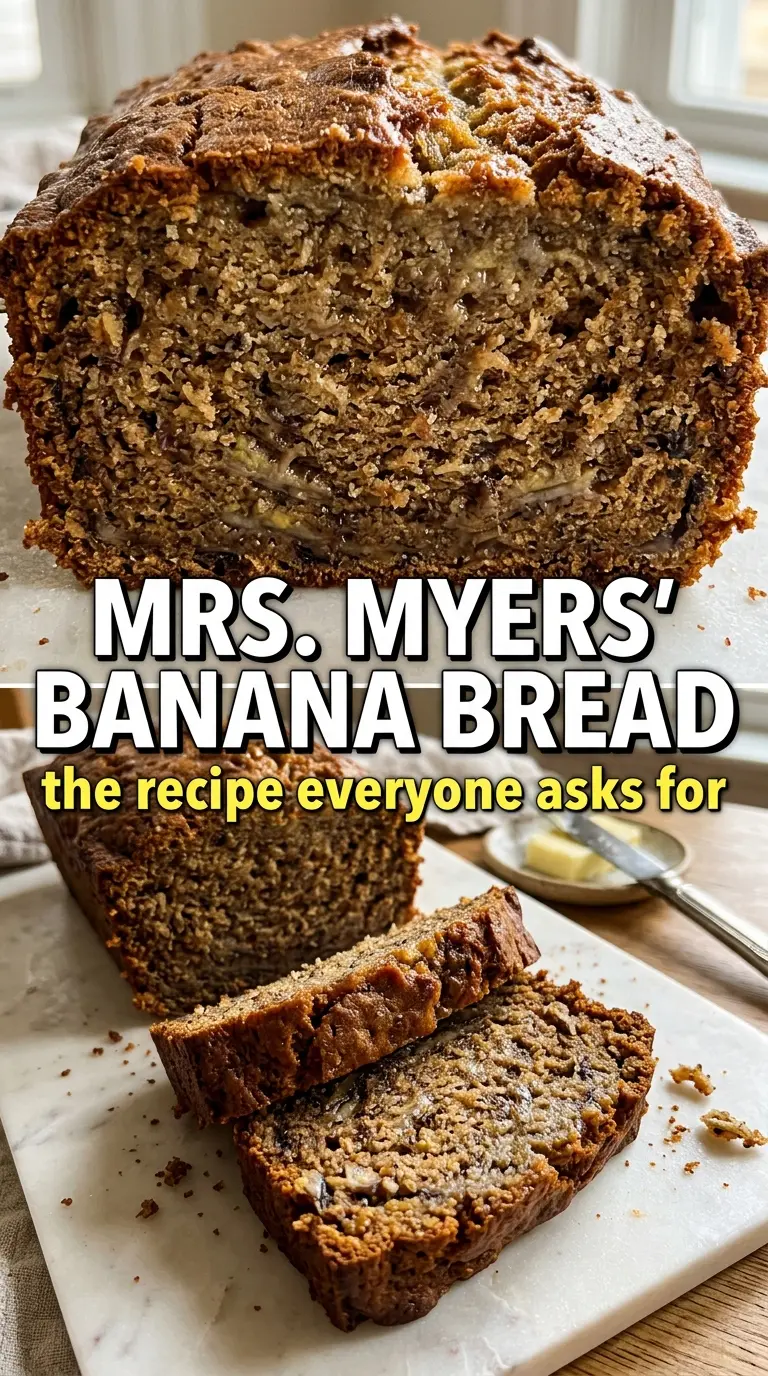 Mrs. Myers' Banana Bread, moist crumb, golden loaf
