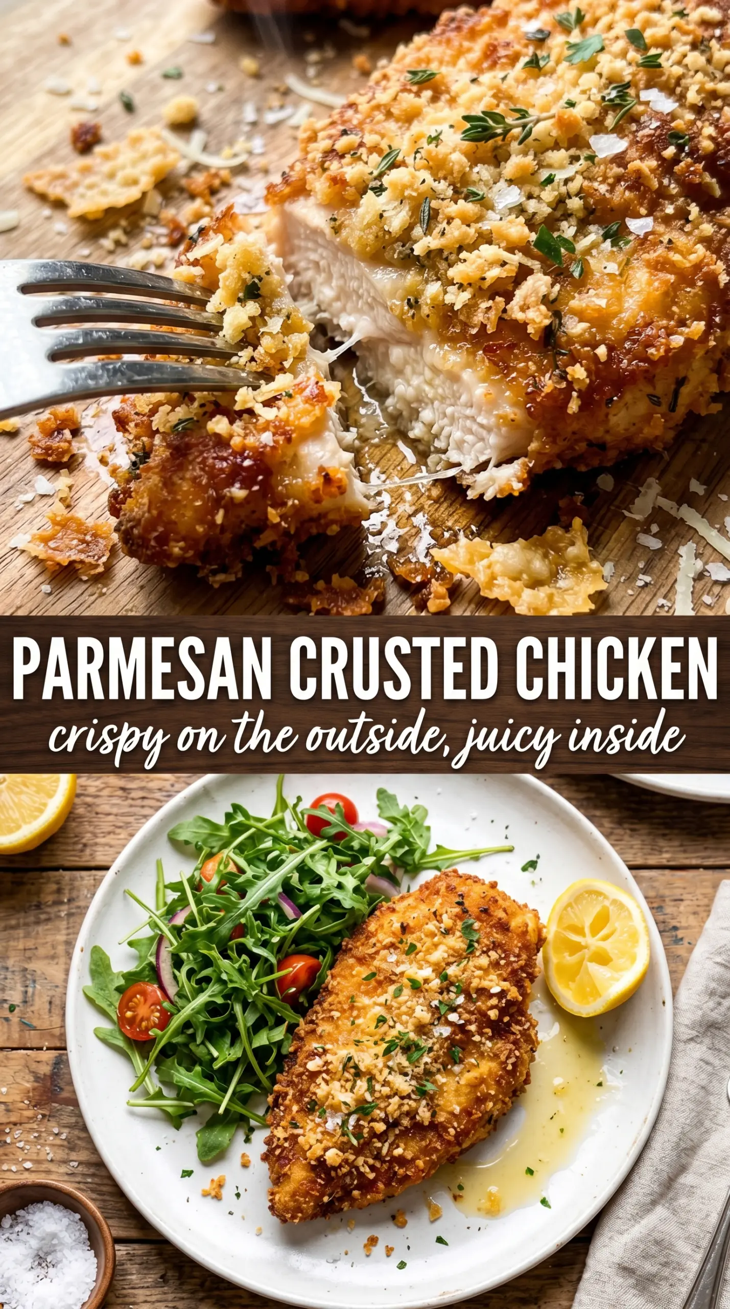 Parmesan crusted chicken crispy golden juicy