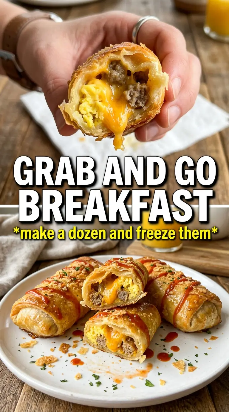 Sausage Egg Breakfast Rolls golden cheesy spirals