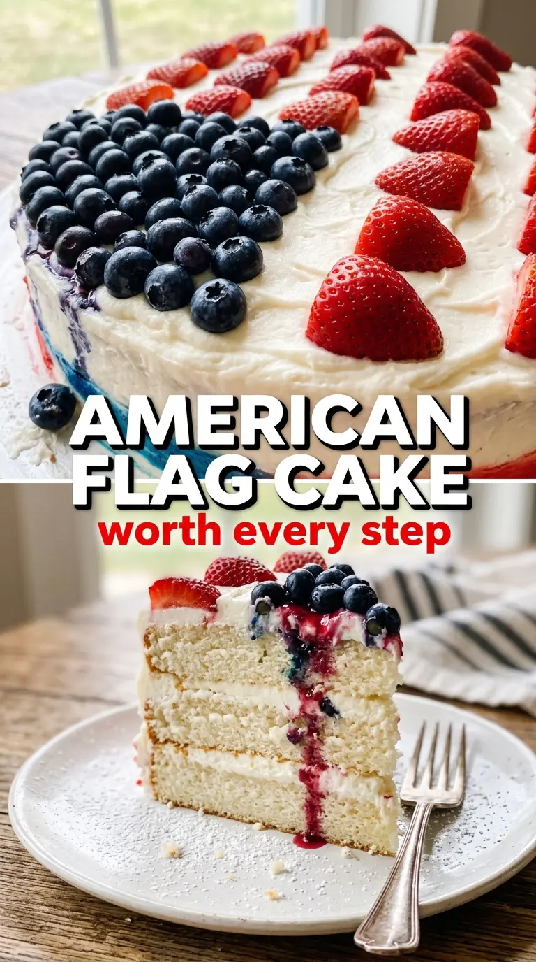 American Flag Cake patriotic berry stripes