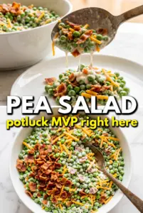 Creamy Pea Salad with Bacon and Cheddar