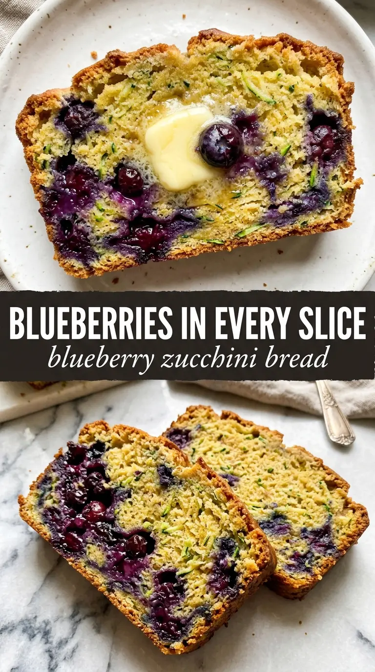 Blueberry Zucchini Bread tender crumb burst blueberries