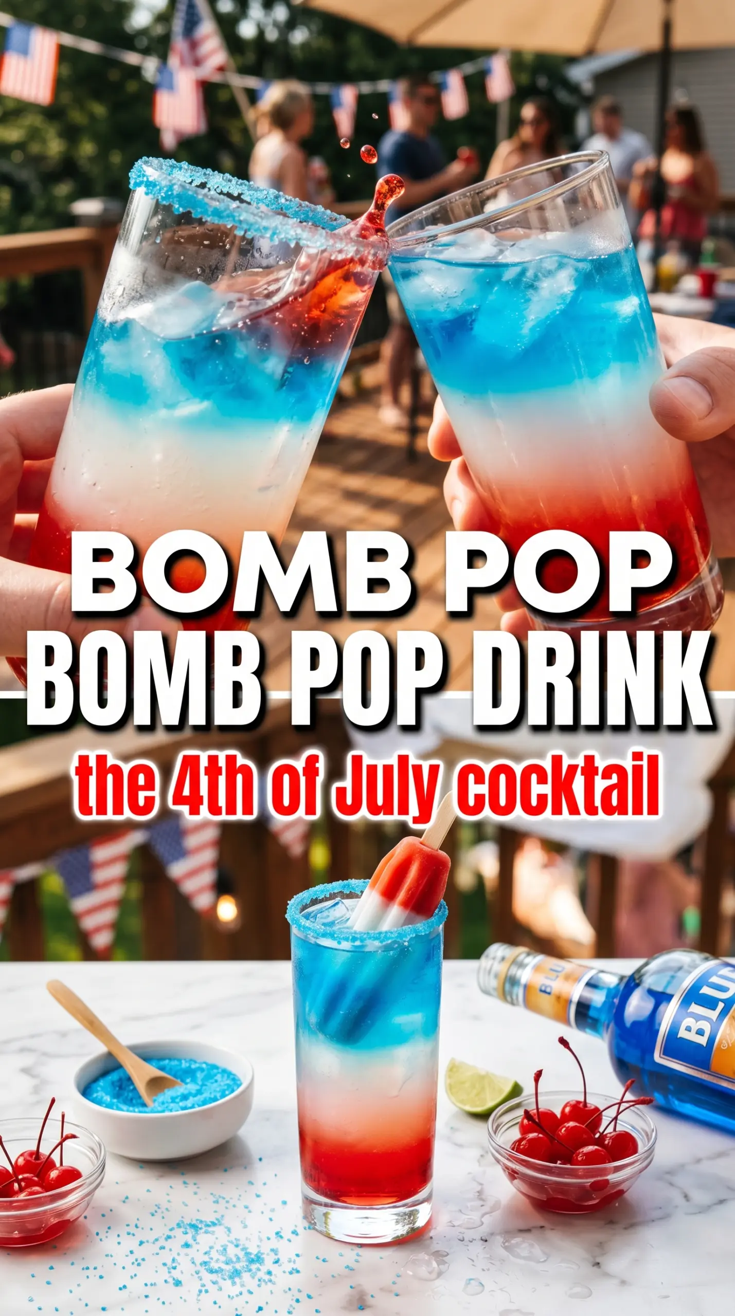 Bomb Pop Cocktail layered red white blue