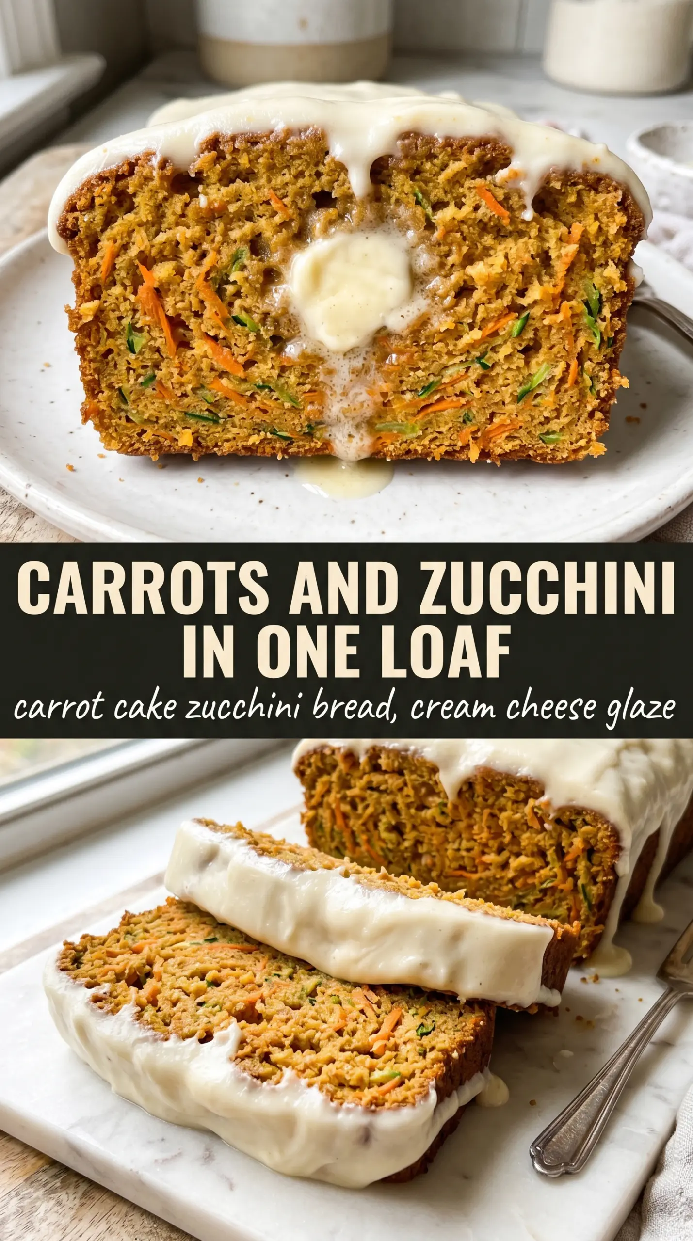 Carrot Cake Zucchini Bread spiced frosted loaf