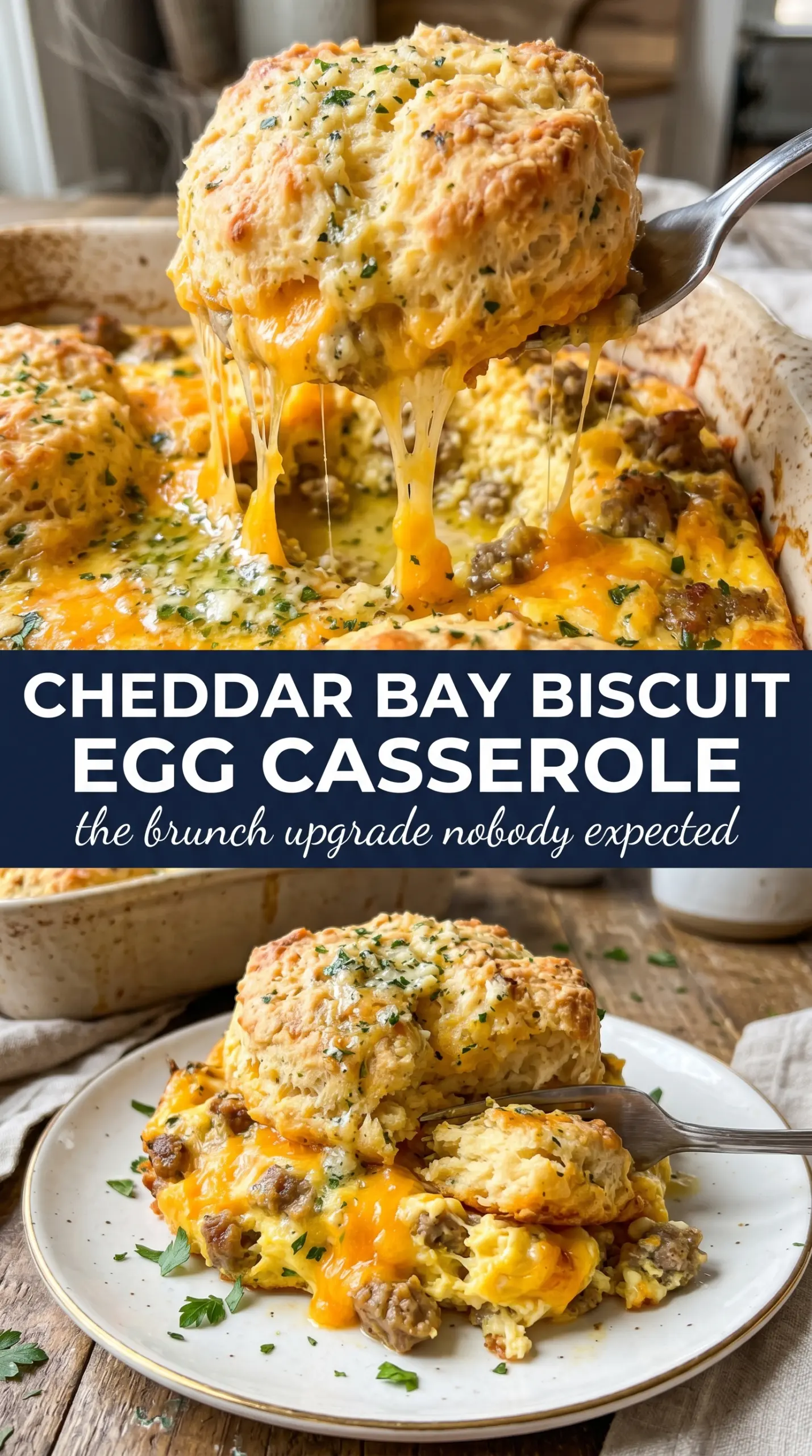 Cheddar Bay Biscuit and Egg Casserole cheesy biscuit breakfast