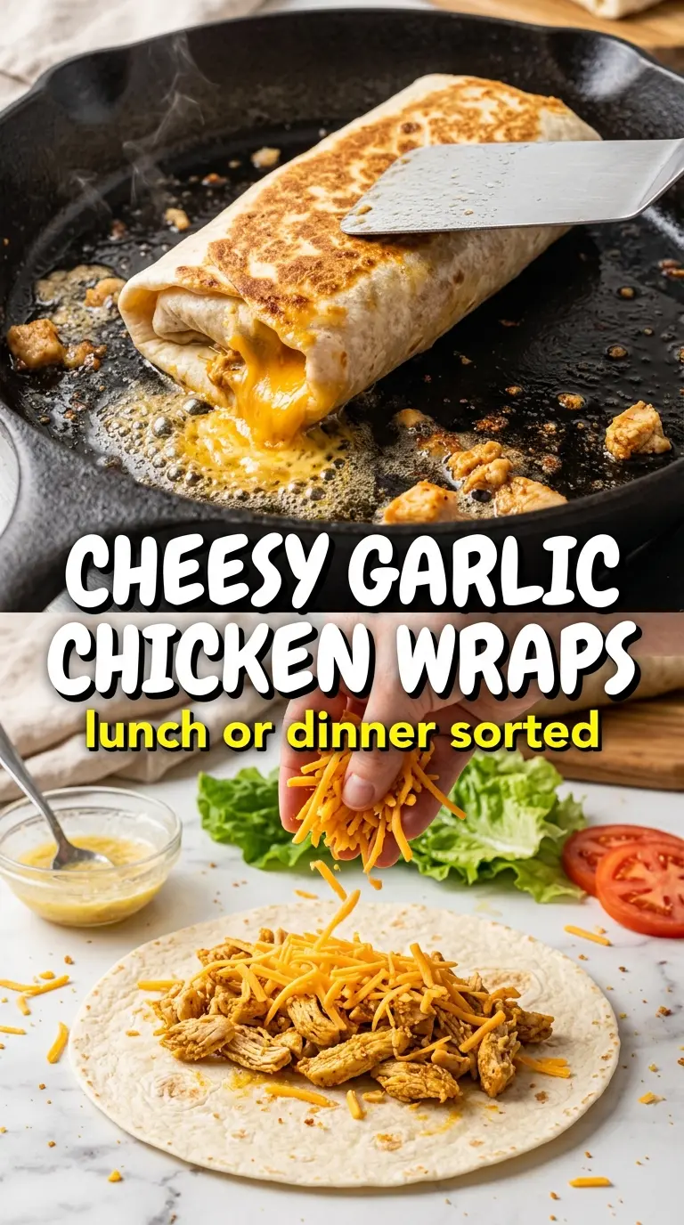 Cheesy Garlic Chicken Wraps melty garlicky toasted