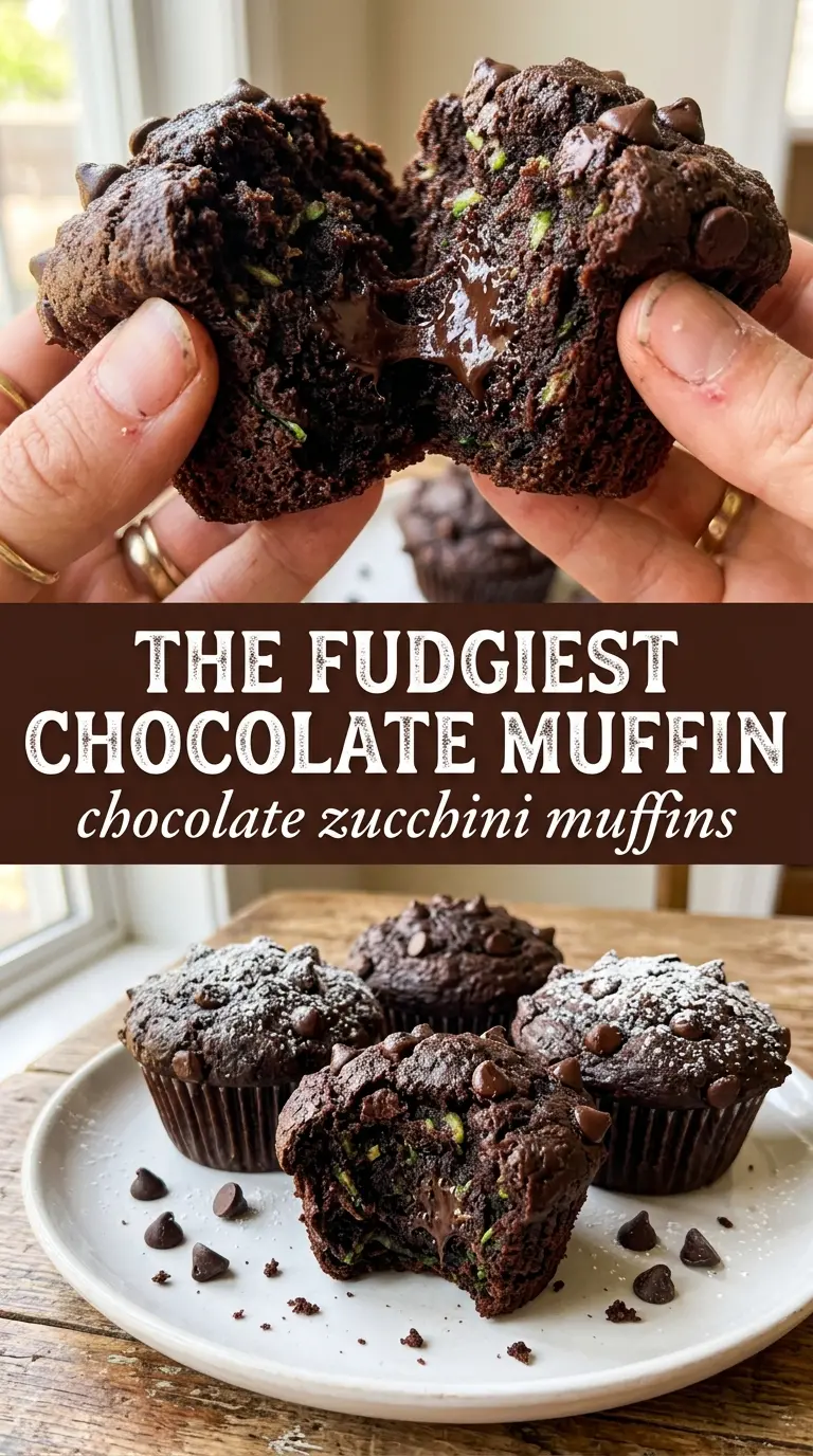Chocolate Zucchini Muffins dark fudgy cracked tops