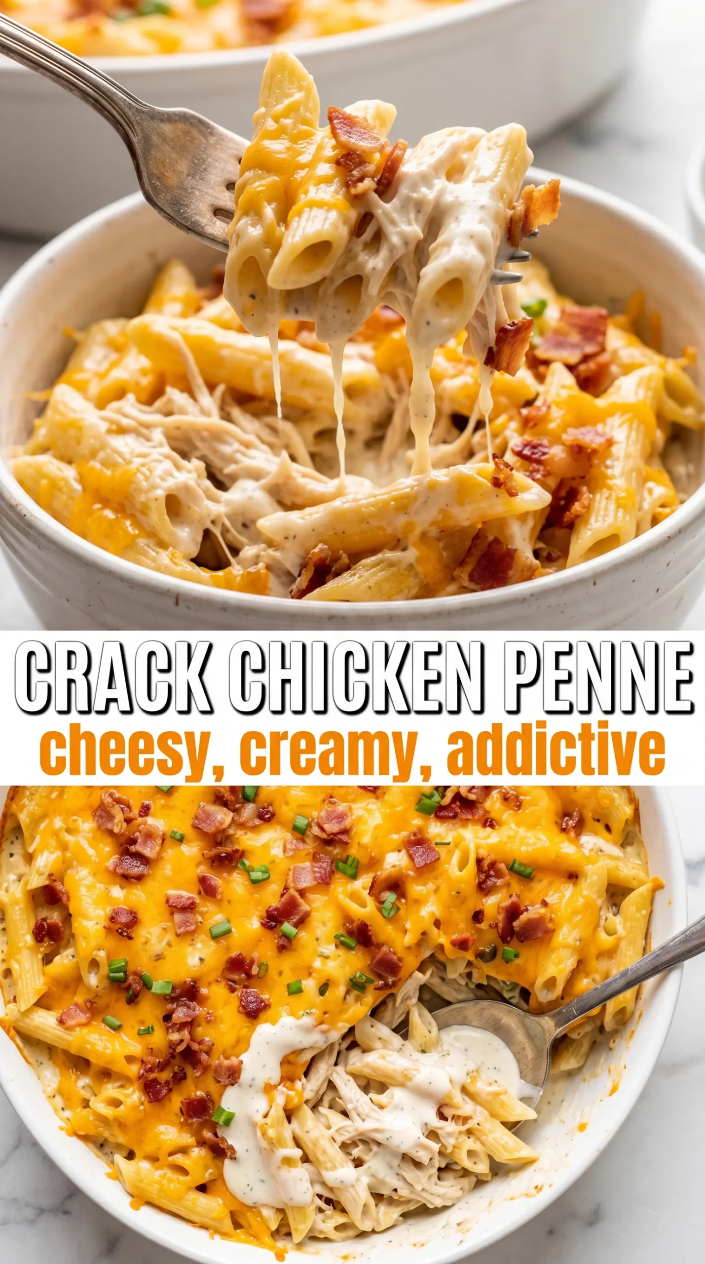 Crack Chicken Penne creamy bacon ranch pasta