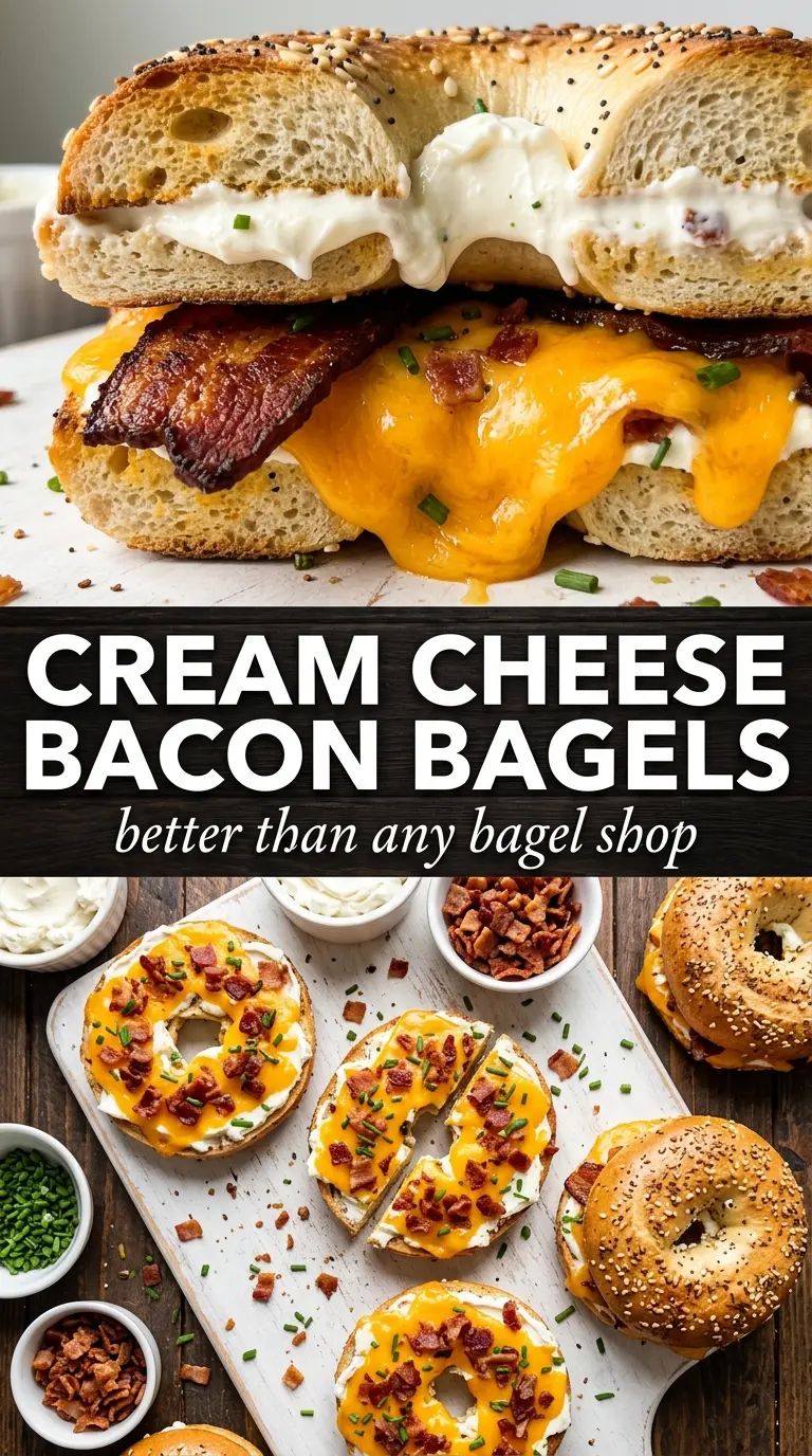 Creamy Bacon Cheddar Bagels loaded savory bagel