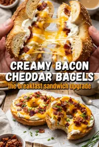Creamy Bacon Cheddar Bagels