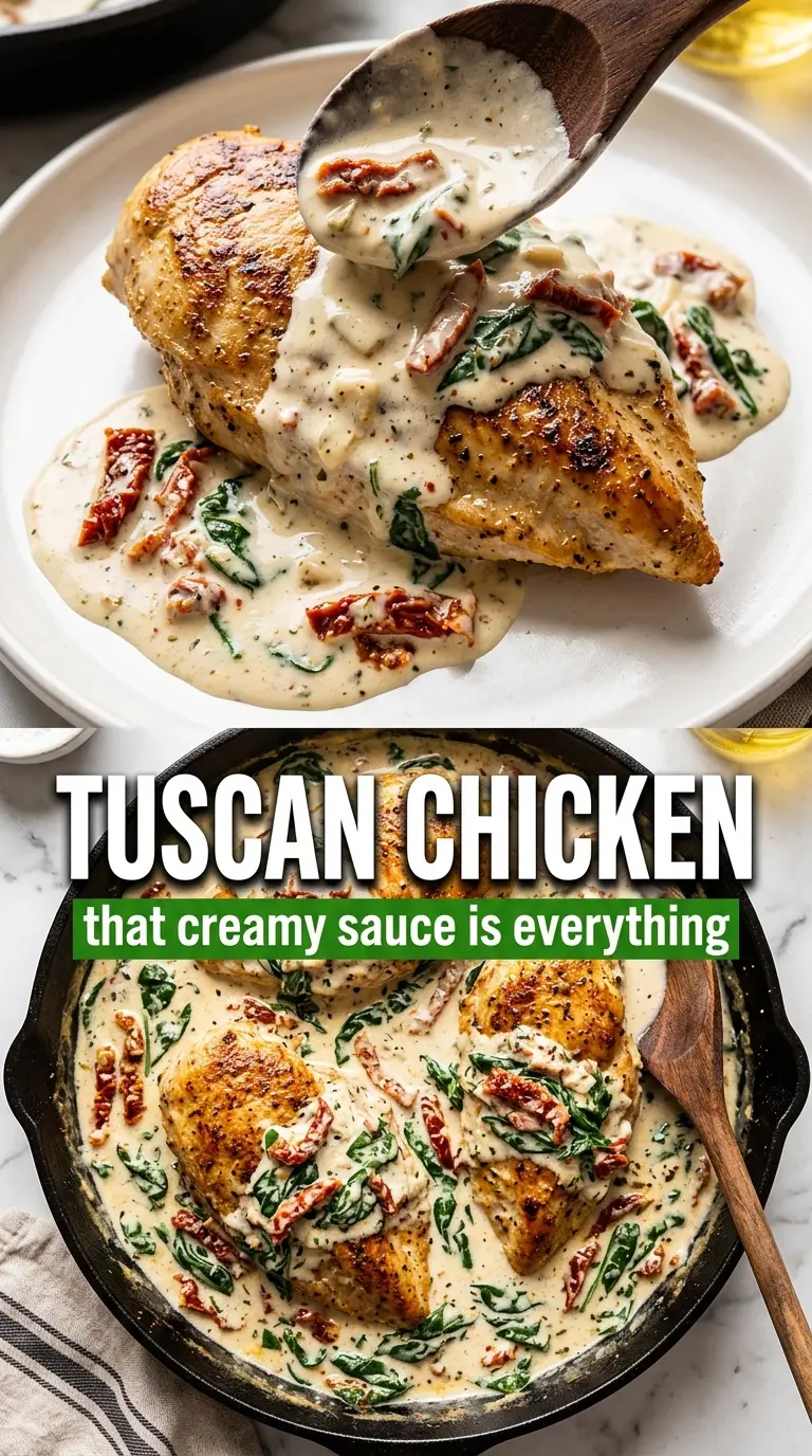 Creamy Tuscan Chicken sun-dried tomatoes spinach Parmesan