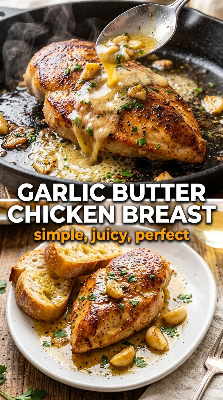 Garlic Butter Baked Chicken Breast, golden herb butter, juicy baked chicken