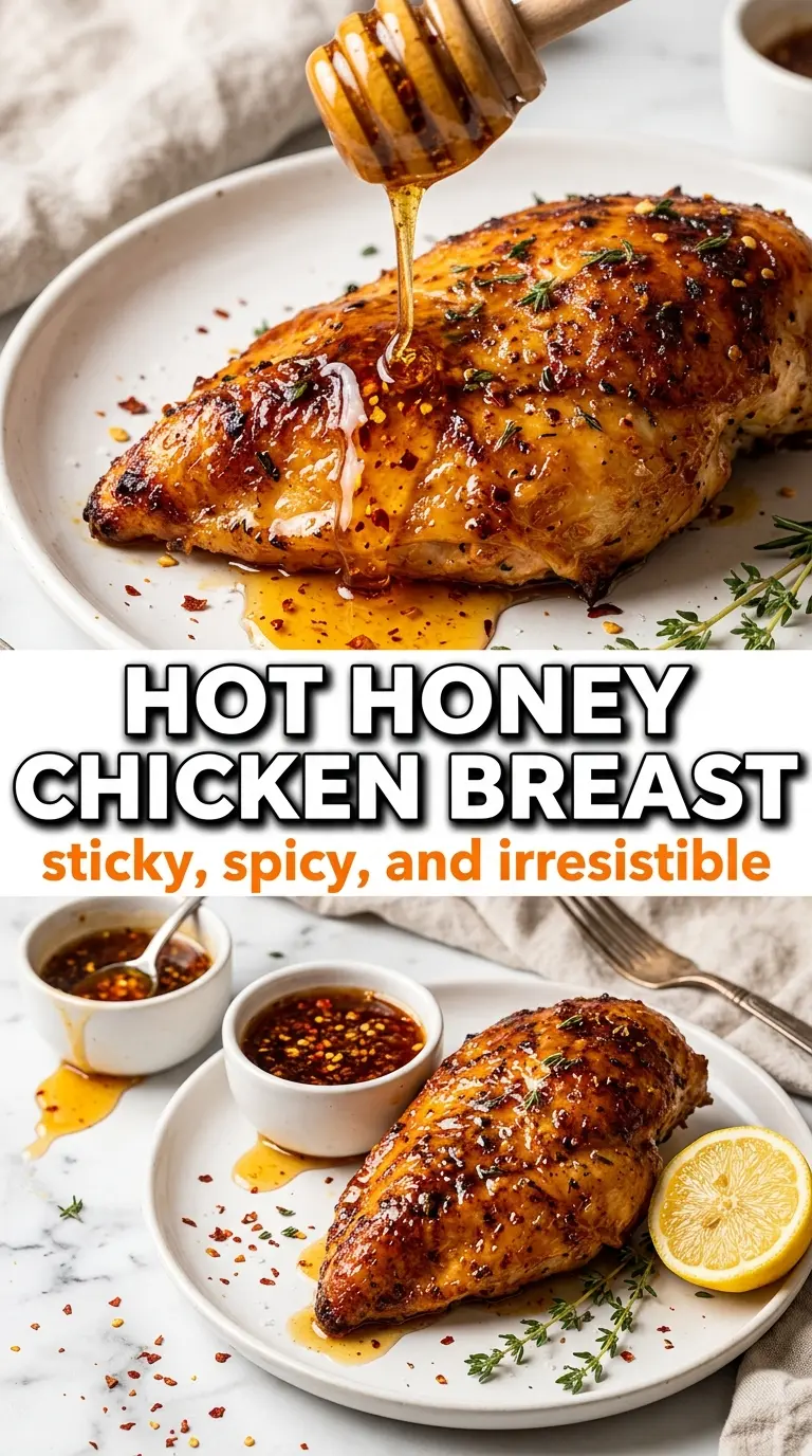 Hot Honey Baked Chicken Breasts sticky glazed