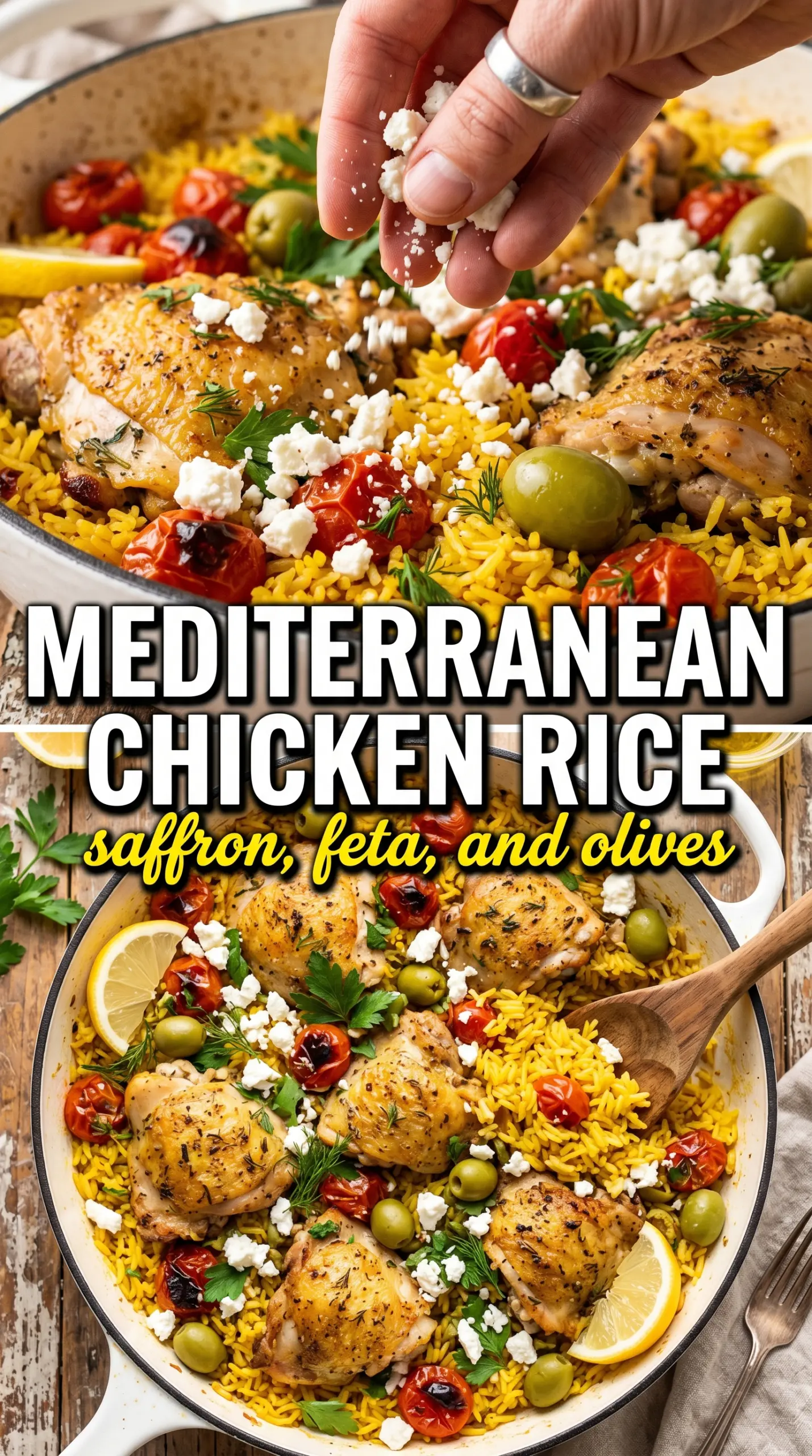 Mediterranean Chicken and Rice lemony, herby, golden