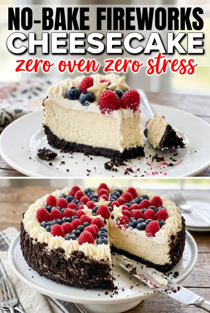 No-Bake Fireworks Oreo Cheesecake