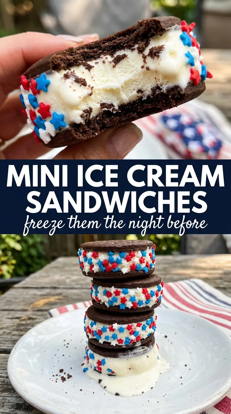Patriotic Mini Ice Cream Sandwiches red white blue