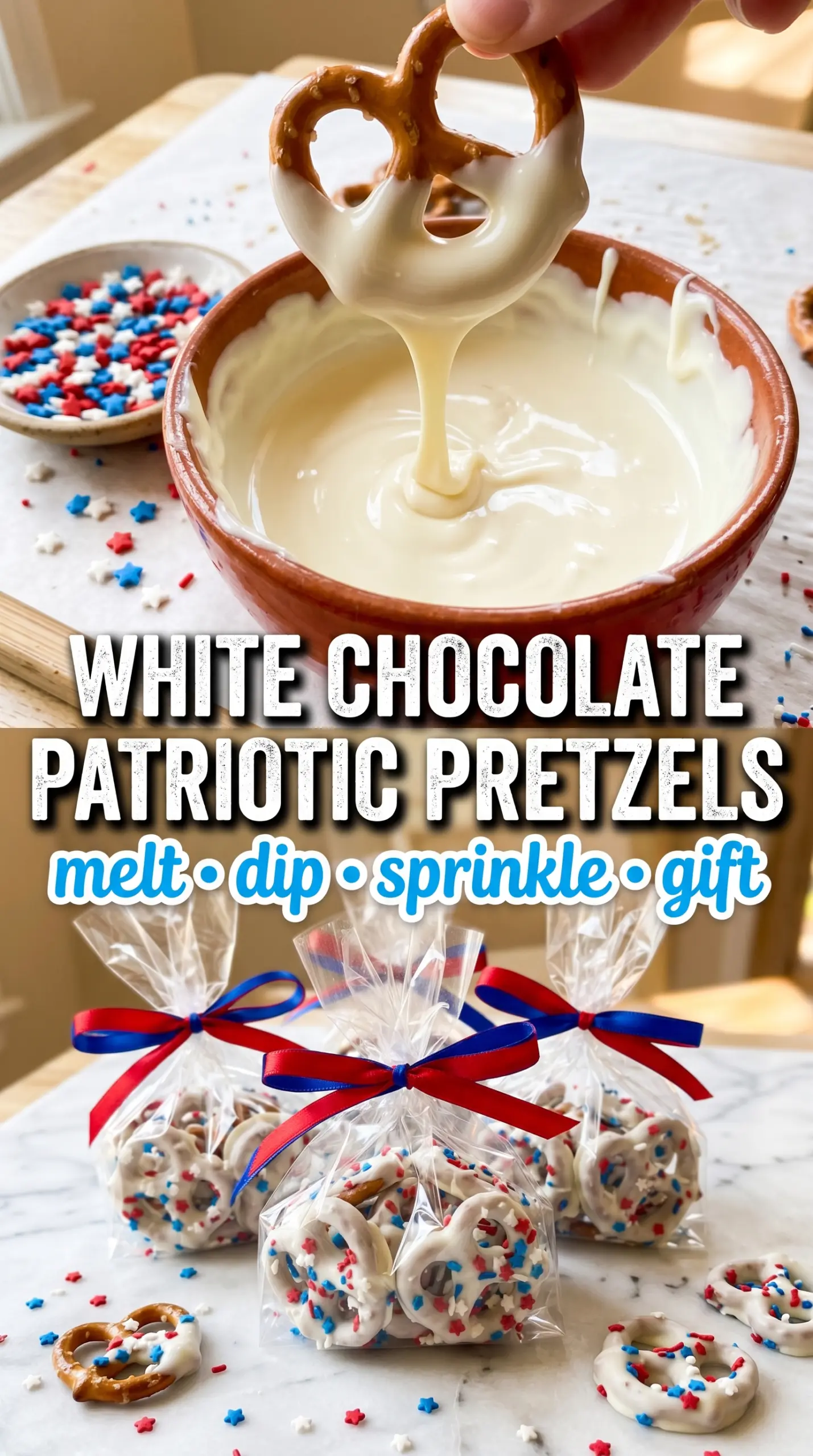 Patriotic Pretzel Bites red white blue dessert