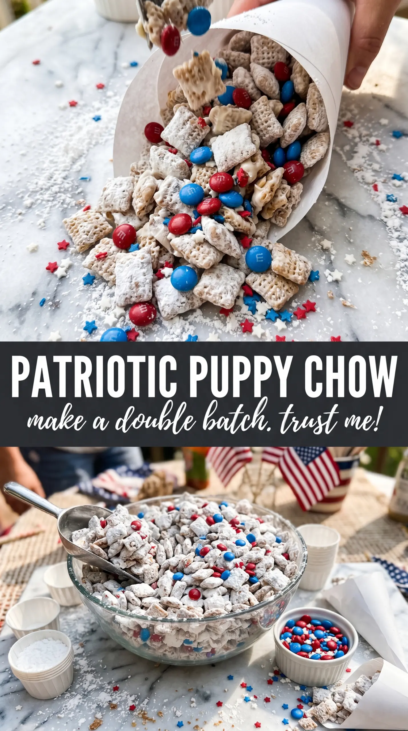 Patriotic Puppy Chow red white blue