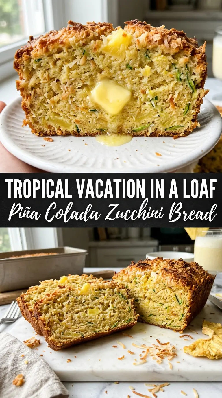 Piña Colada Zucchini Bread tropical coconut pineapple