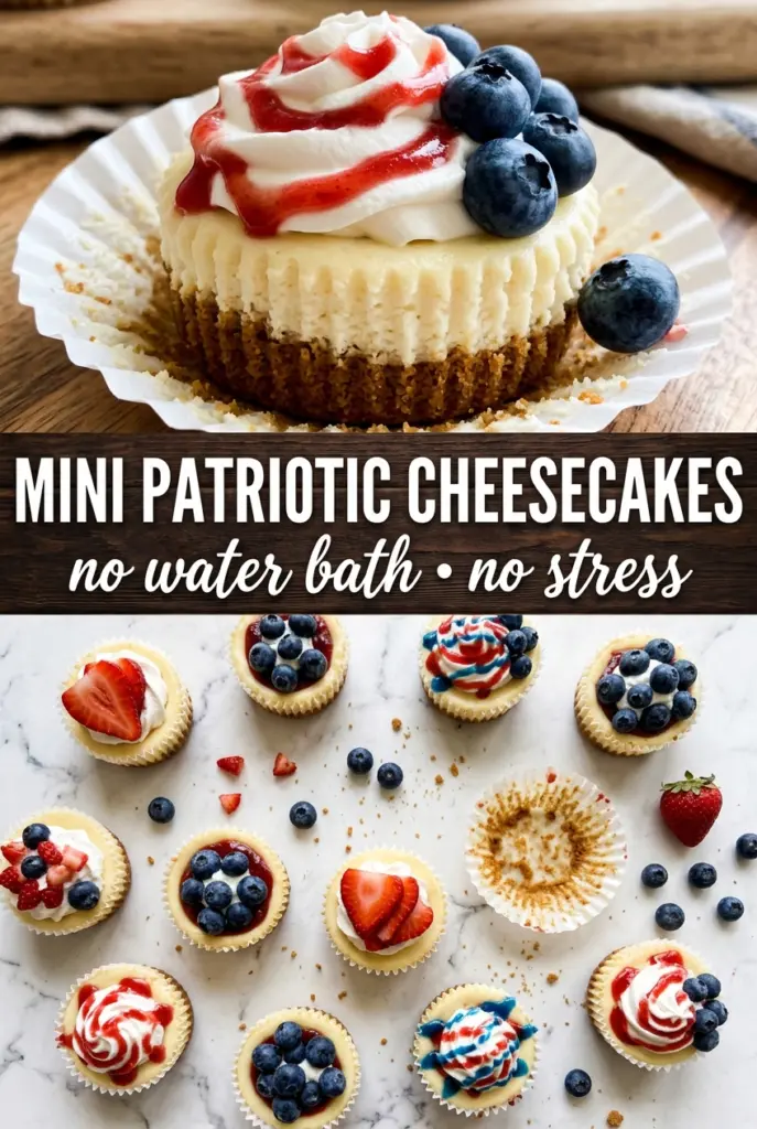 Red, White and Blue Mini Cheesecakes